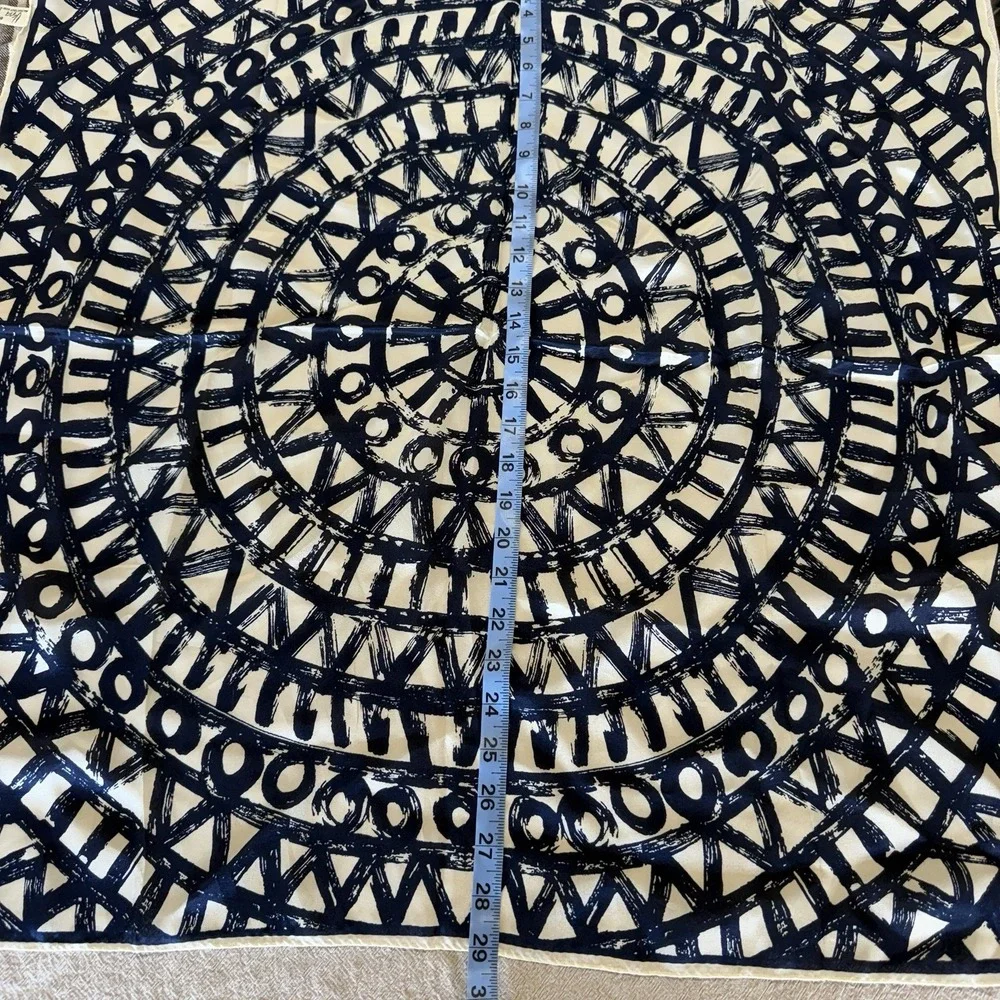 Vintage 70s Vera Neumann Silk Scarf Navy Geometric 29